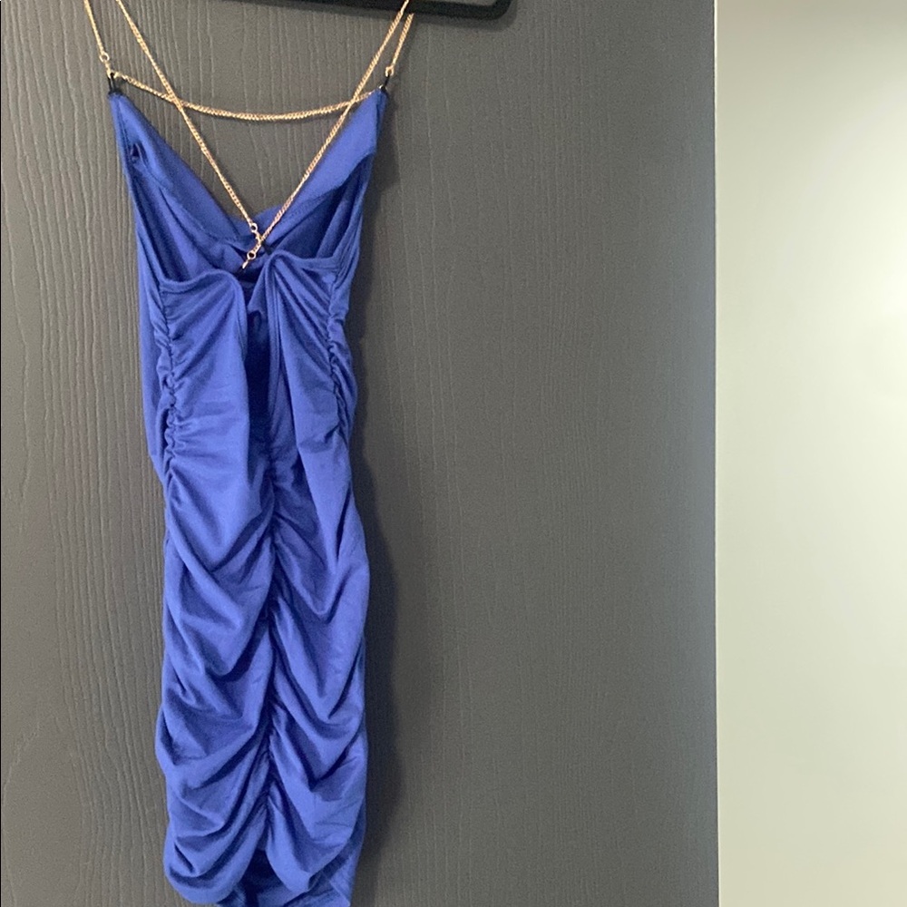 SHEIN Blue Ruched Bodycon Dress Spaghetti Strap